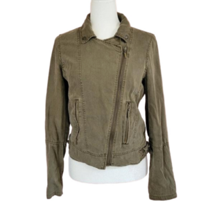 Max Jeans Olive Green Moto Jacket Size XS